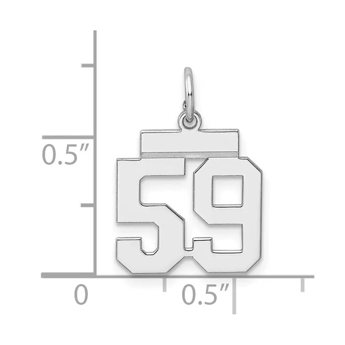 TreasureFineJewelers Rings Sterling SilverRhodiumplated Polished Number 59 Charm