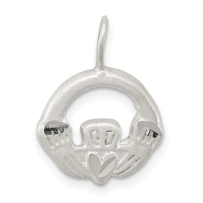 TreasureFineJewelers Rings Sterling Silver Satin Claddagh Charm