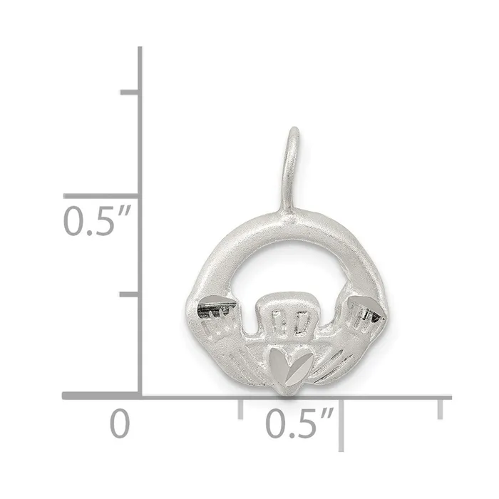 TreasureFineJewelers Rings Sterling Silver Satin Claddagh Charm