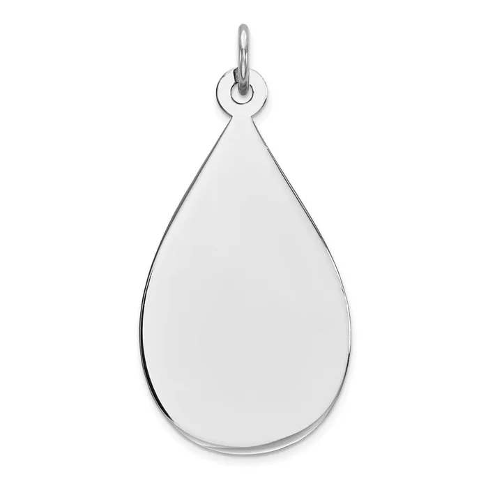 TreasureFineJewelers SS Rhplt Engraveable Teardrop Polished FrontSatin Back Disc Charm Charm Necklaces TreasureFineJewelers SS Rhplt Engraveable Teardrop Polished FrontSatin Back Disc Charm Charm Necklaces