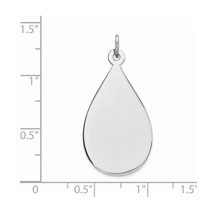 TreasureFineJewelers SS Rhplt Engraveable Teardrop Polished FrontSatin Back Disc Charm Charm Necklaces