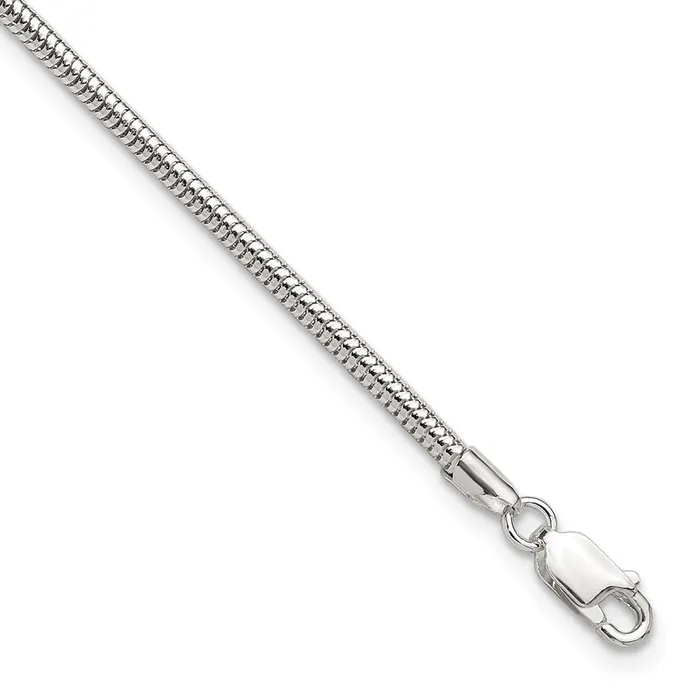 TreasureFineJewelers Sterling Silver 25mm Snake Chain 9in Plus 1in ext Anklet Necklaces TreasureFineJewelers Sterling Silver 25mm Snake Chain 9in Plus 1in ext Anklet Necklaces