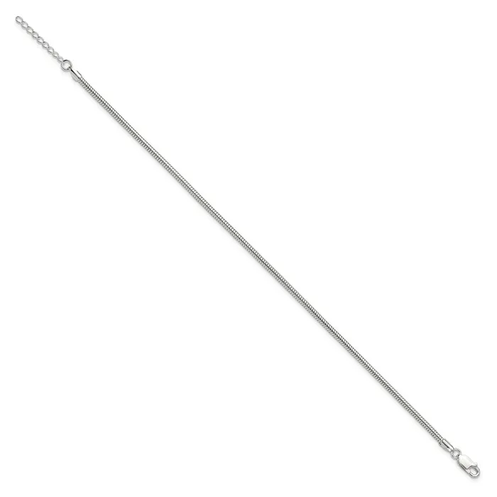 TreasureFineJewelers Sterling Silver 25mm Snake Chain 9in Plus 1in ext Anklet Necklaces