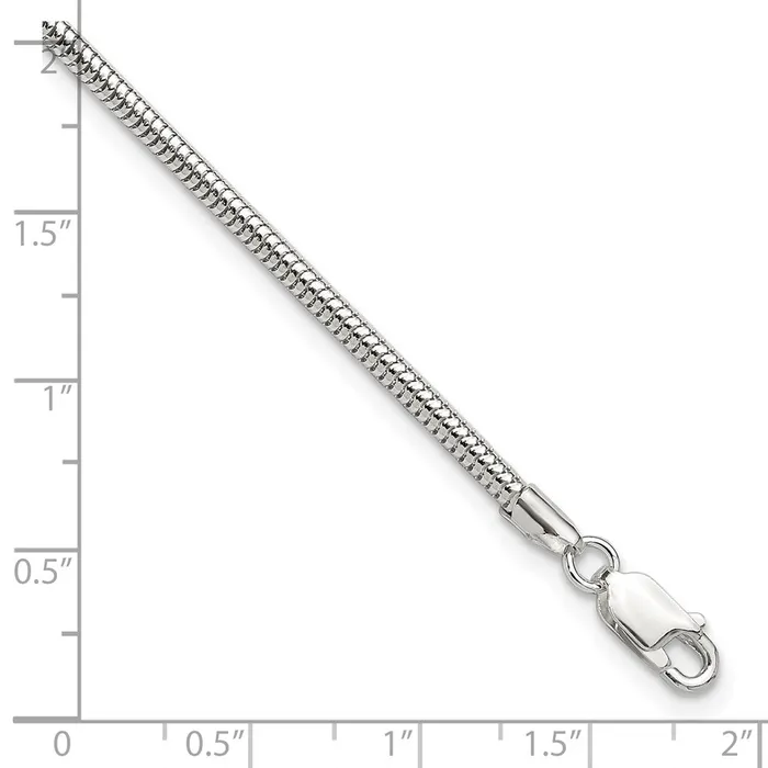 TreasureFineJewelers Sterling Silver 25mm Snake Chain 9in Plus 1in ext Anklet Necklaces