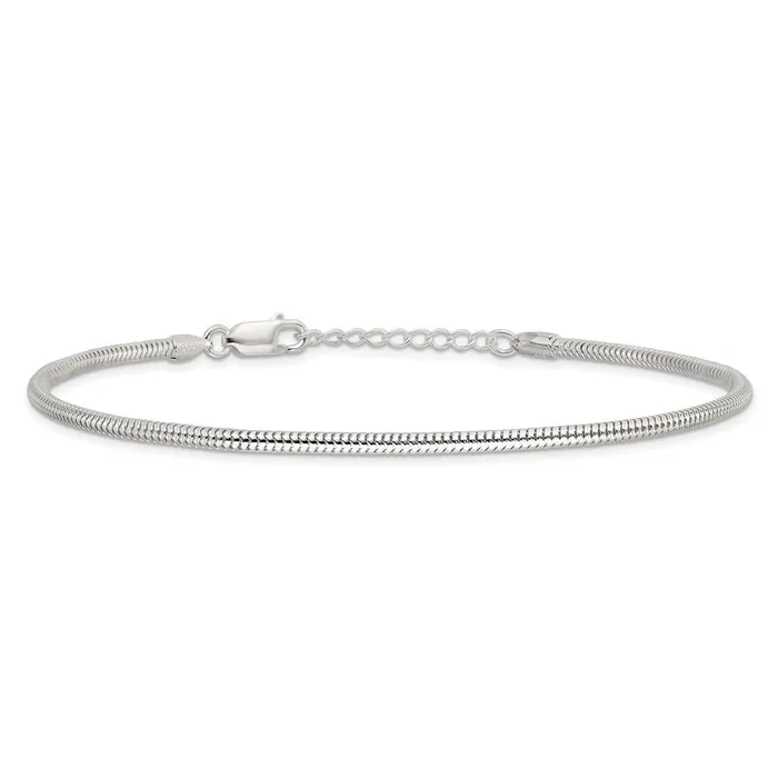 TreasureFineJewelers Sterling Silver 25mm Snake Chain 9in Plus 1in ext Anklet Necklaces