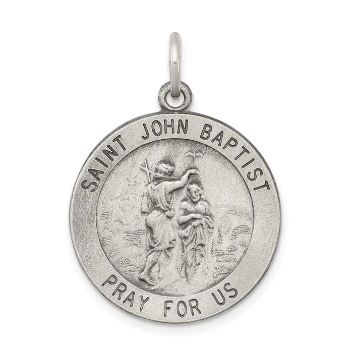TreasureFineJewelers Sterling Silver Antiqued Saint John the Baptist Medal Rings TreasureFineJewelers Sterling Silver Antiqued Saint John the Baptist Medal Rings
