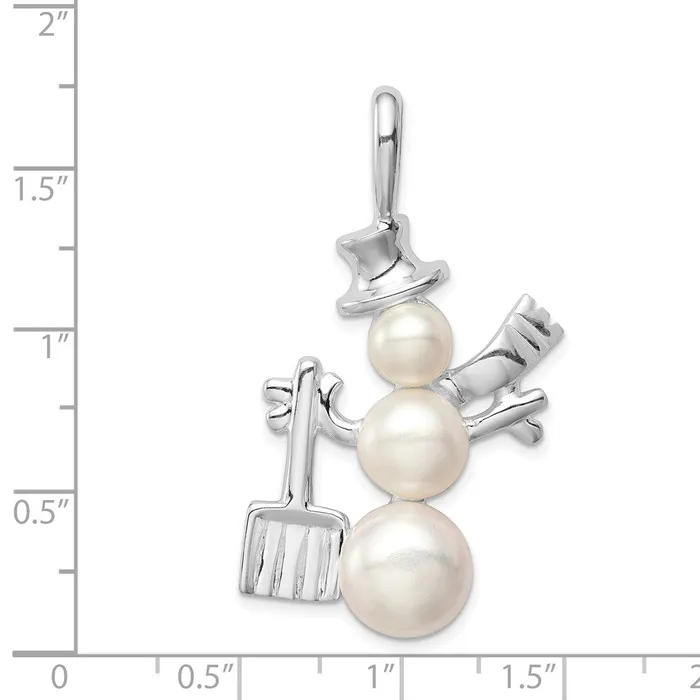 TreasureFineJewelers Sterling Silver FW Cultured Pearl Snowman Pendant Necklaces