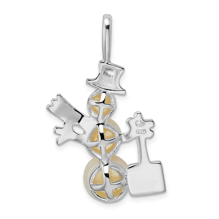 TreasureFineJewelers Sterling Silver FW Cultured Pearl Snowman Pendant Necklaces