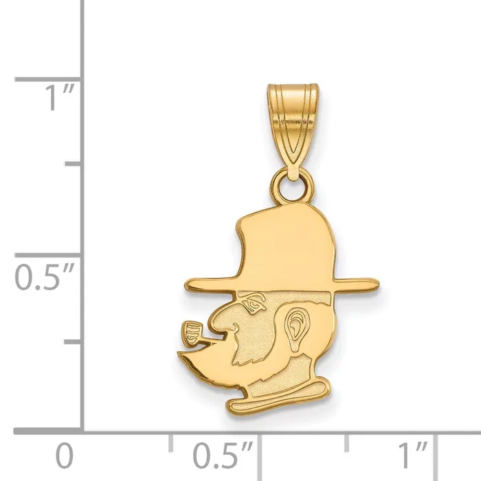 TreasureFineJewelers Sterling Silver Goldplated Appalachian State University Mountaineer Medium Pendant Necklaces