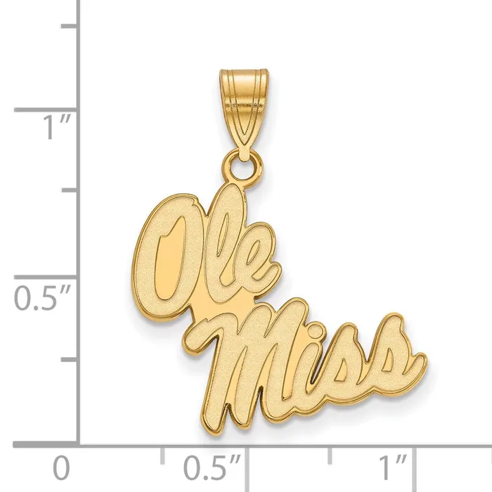 TreasureFineJewelers Sterling Silver Goldplated University of Mississippi Ole Miss Large Pendant Necklaces