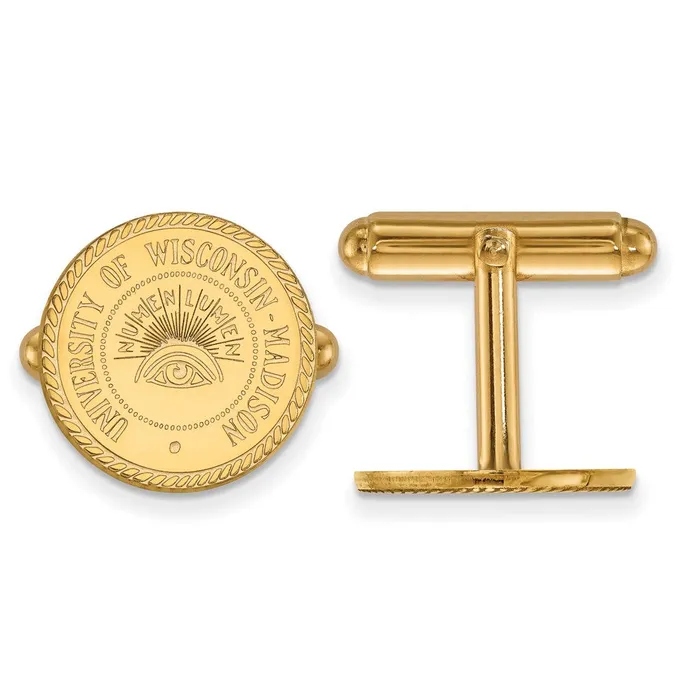 TreasureFineJewelers Sterling Silver Goldplated University of Wisconsin Crest Cuff Links Rings TreasureFineJewelers Sterling Silver Goldplated University of Wisconsin Crest Cuff Links Rings
