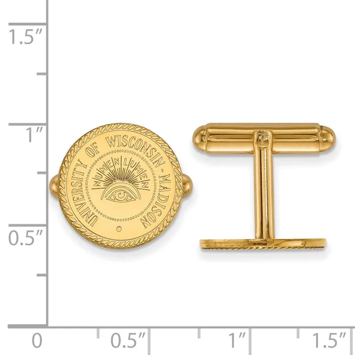 TreasureFineJewelers Sterling Silver Goldplated University of Wisconsin Crest Cuff Links Rings