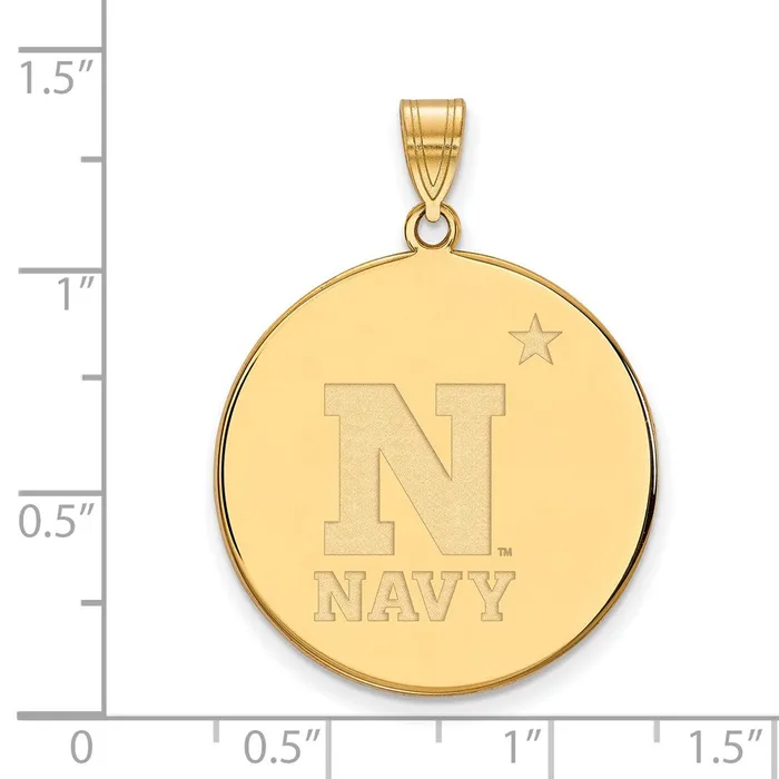 TreasureFineJewelers Sterling Silver Goldplated US Naval Academy Extra Large Disc Pendant Necklaces