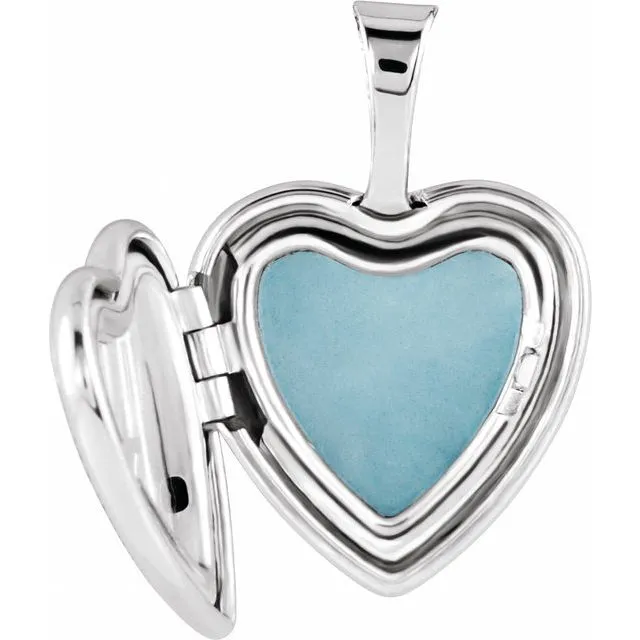TreasureFineJewelers Sterling Silver Heart Locket with Cross Necklaces