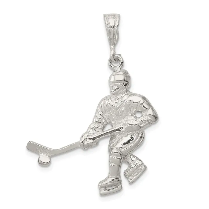 TreasureFineJewelers Sterling Silver Hockey Player Charm Rings