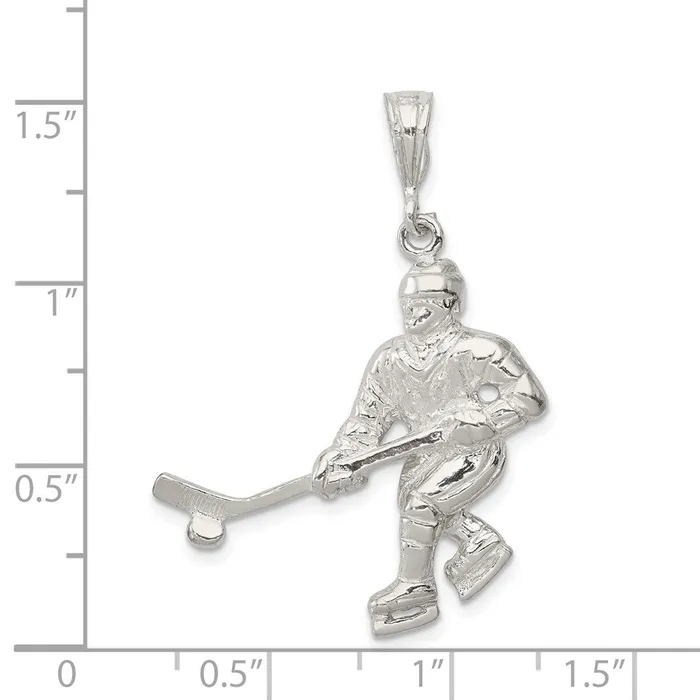 TreasureFineJewelers Sterling Silver Hockey Player Charm Rings