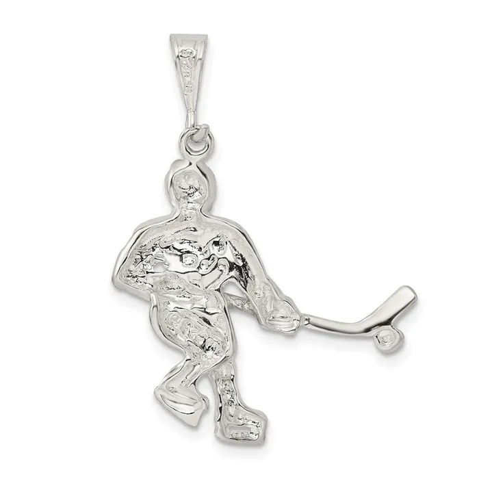 TreasureFineJewelers Sterling Silver Hockey Player Charm Rings