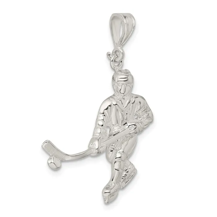 TreasureFineJewelers Sterling Silver Hockey Player Charm Rings
