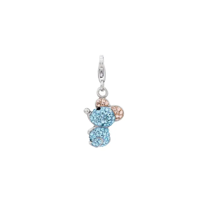 TreasureFineJewelers Sterling Silver Light Blue Crystal Mouse wLobster Clasp Charm Rings TreasureFineJewelers Sterling Silver Light Blue Crystal Mouse wLobster Clasp Charm Rings