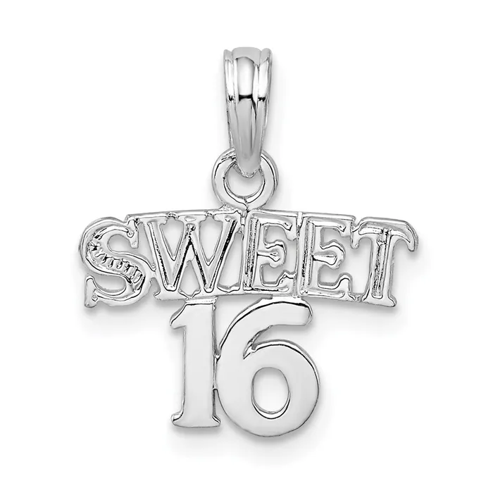 TreasureFineJewelers Sterling Silver Polished SWEET 16 Pendant Necklaces