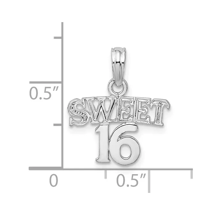 TreasureFineJewelers Sterling Silver Polished SWEET 16 Pendant Necklaces