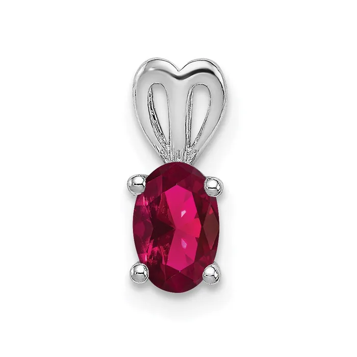TreasureFineJewelers Sterling Silver Rhodiumplated Created Ruby Pendant Necklaces TreasureFineJewelers Sterling Silver Rhodiumplated Created Ruby Pendant Necklaces