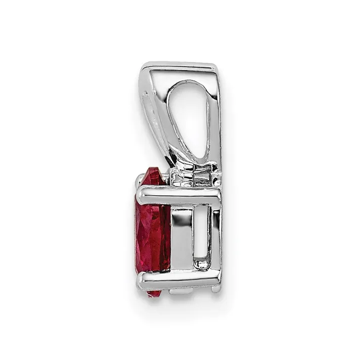 TreasureFineJewelers Sterling Silver Rhodiumplated Created Ruby Pendant Necklaces
