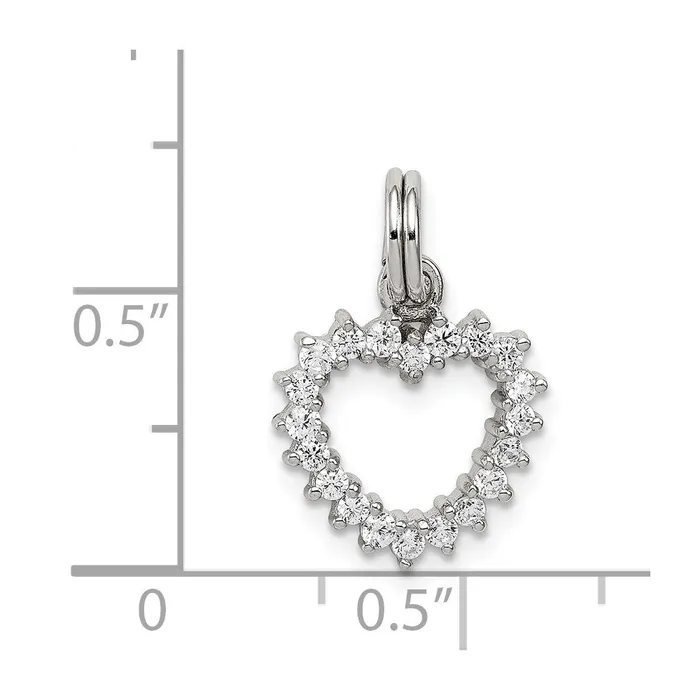 TreasureFineJewelers Sterling Silver Rhodiumplated CZ Heart Charm Rings