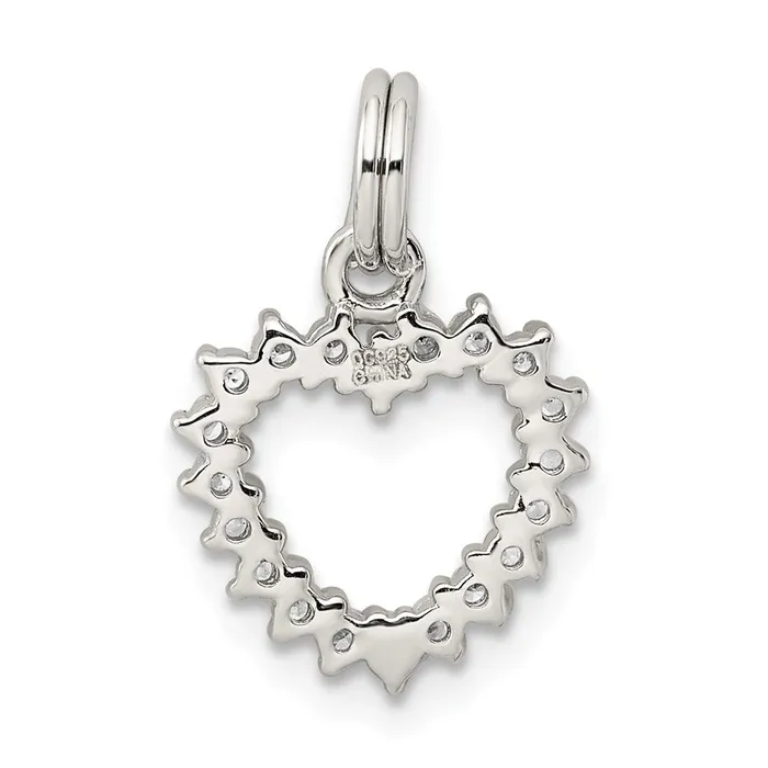 TreasureFineJewelers Sterling Silver Rhodiumplated CZ Heart Charm Rings