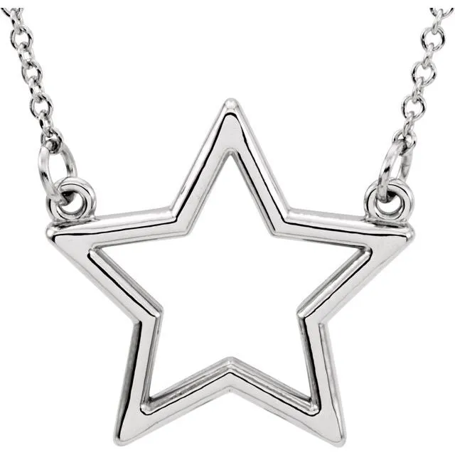 TreasureFineJewelers Sterling Silver Star 16 Necklace Necklaces