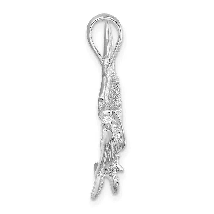 TreasureFineJewelers Sterling Silver Tarpon Fish wOpen Mouth Pendant Rings