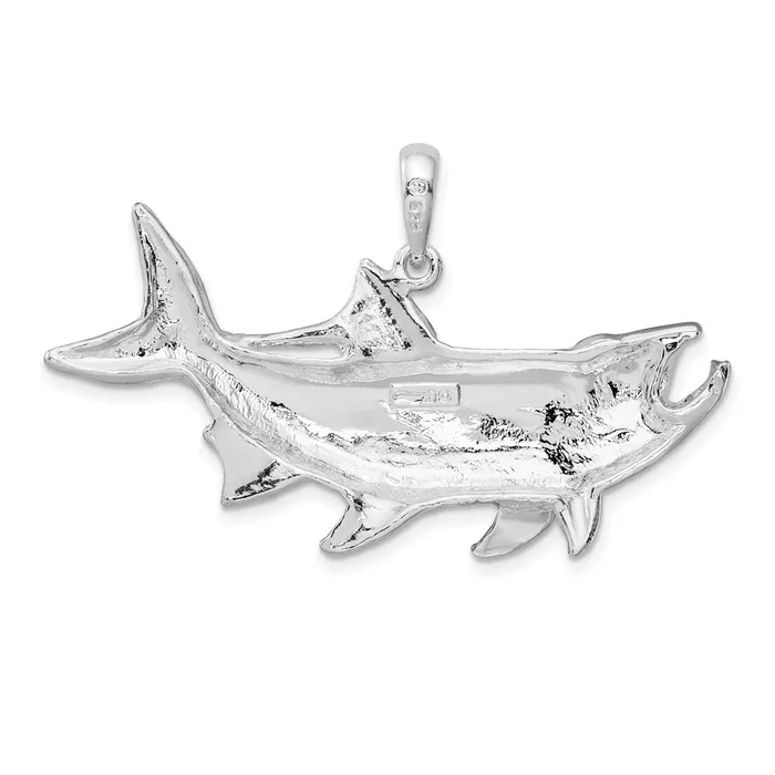 TreasureFineJewelers Sterling Silver Tarpon Fish wOpen Mouth Pendant Rings