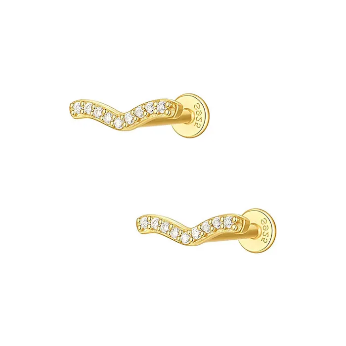 Trendolla Jewelry Earrings 925 Silver Simple Bird Shape CZ Diamond Flat Back Earrings Trendolla Jewelry Earrings 925 Silver Simple Bird Shape CZ Diamond Flat Back Earrings