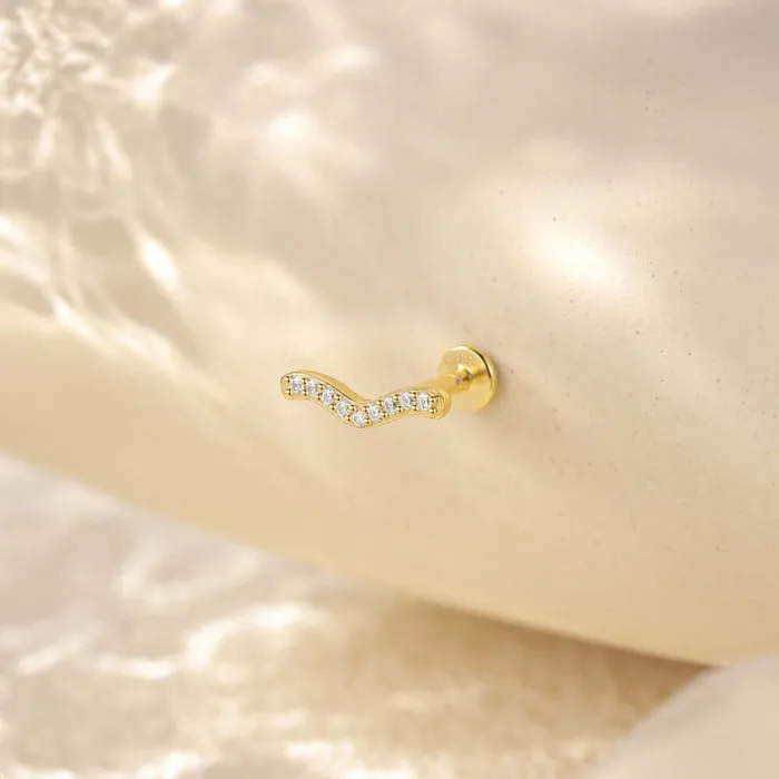 Trendolla Jewelry Earrings 925 Silver Simple Bird Shape CZ Diamond Flat Back Earrings