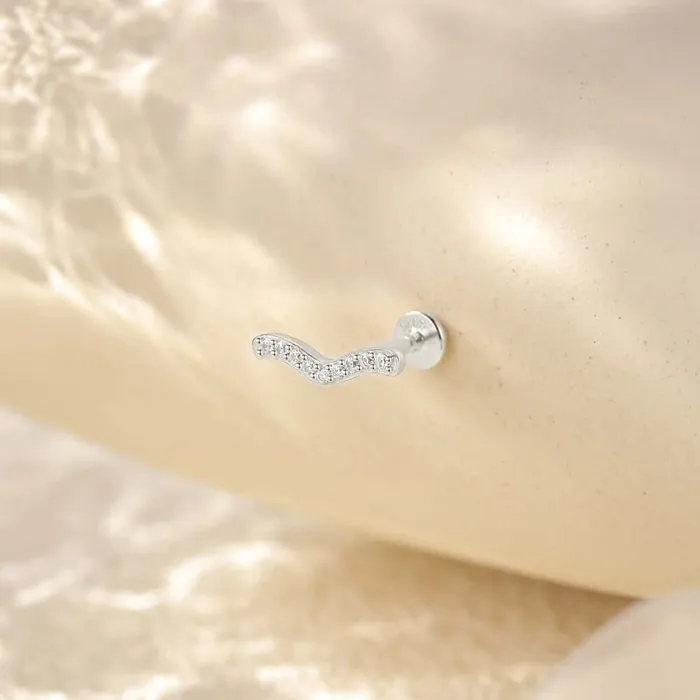 Trendolla Jewelry Earrings 925 Silver Simple Bird Shape CZ Diamond Flat Back Earrings