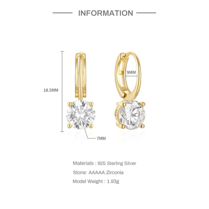 Trendolla Jewelry Earrings Huggie Hoop Earrings with Four Claws CZ Diamond