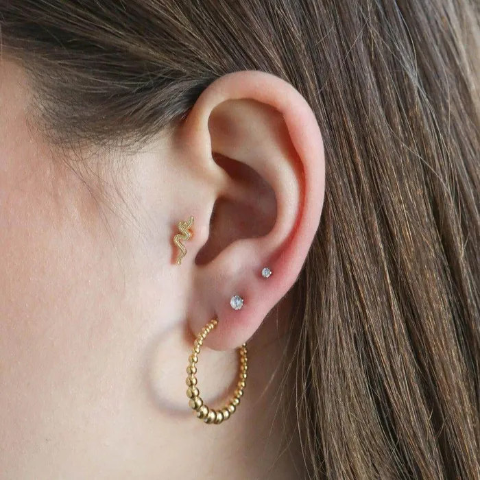 Trendolla Jewelry Earrings Snake Piercing Barbell Ball Back Earrings Sleeper Earrings