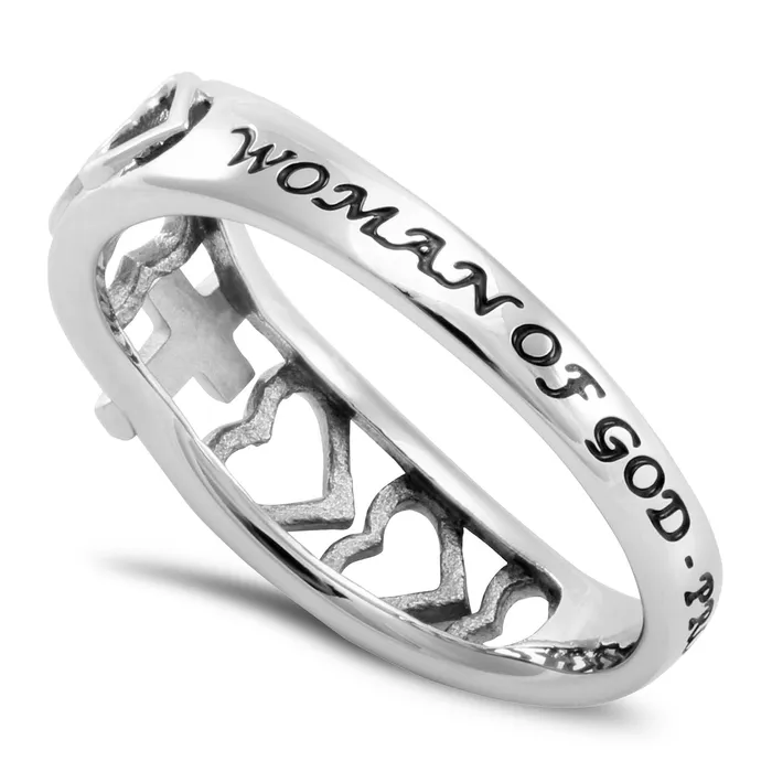 Woman Of God Ring with Heart Cutout and Cross Stainless Steel North Arrow Shop Rings Woman Of God Ring with Heart Cutout and Cross Stainless Steel North Arrow Shop Rings