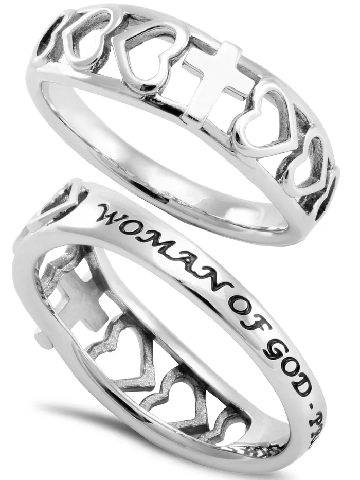 Woman Of God Ring with Heart Cutout and Cross Stainless Steel North Arrow Shop Rings Woman Of God Ring with Heart Cutout and Cross Stainless Steel North Arrow Shop Rings