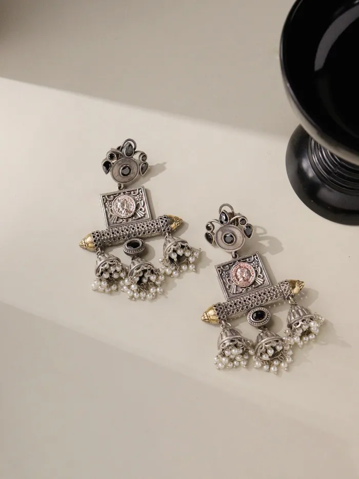 Aria Trio Jhumki Earrings Curio Cottage Earrings Aria Trio Jhumki Earrings Curio Cottage Earrings