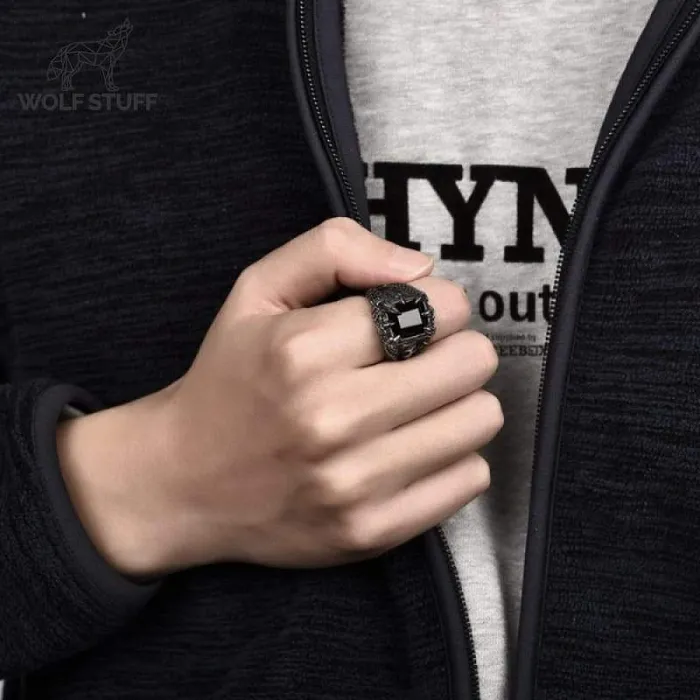 Black Onyx Wolf Ring Wolf Stuff Rings