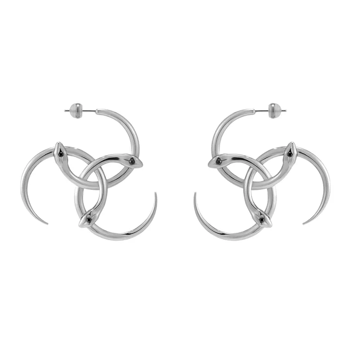 Blackheadshop Earrings Triple Serpent Ring Wrap Large Hoop Earrings
