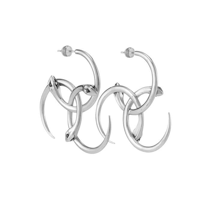 Blackheadshop Earrings Triple Serpent Ring Wrap Large Hoop Earrings
