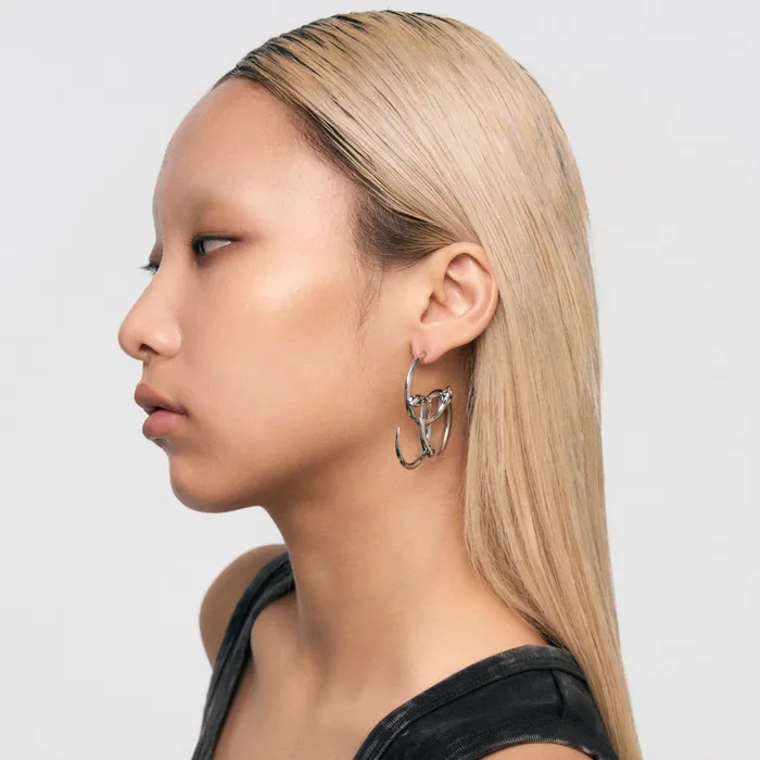 Blackheadshop Earrings Triple Serpent Ring Wrap Large Hoop Earrings