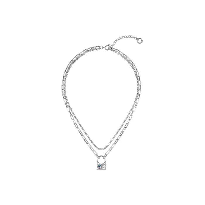 Blackheadshop Necklaces Lovers Interlock Hollow Rhinestone Lock Pendant DoubleLayer Necklace Blackheadshop Necklaces Lovers Interlock Hollow Rhinestone Lock Pendant DoubleLayer Necklace