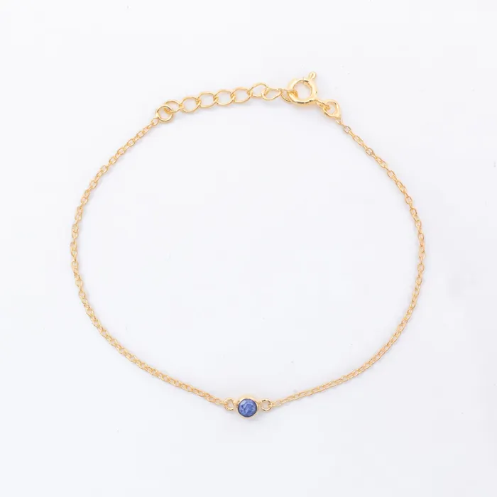 Bracelets Silver Lotus Gold Vermeil Raw Sapphire Solitaire Bracelet