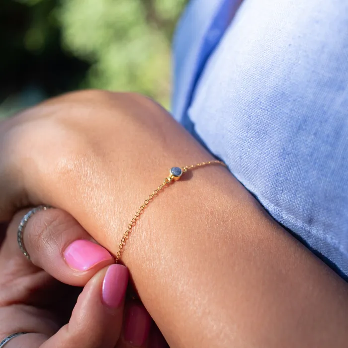 Bracelets Silver Lotus Gold Vermeil Raw Sapphire Solitaire Bracelet