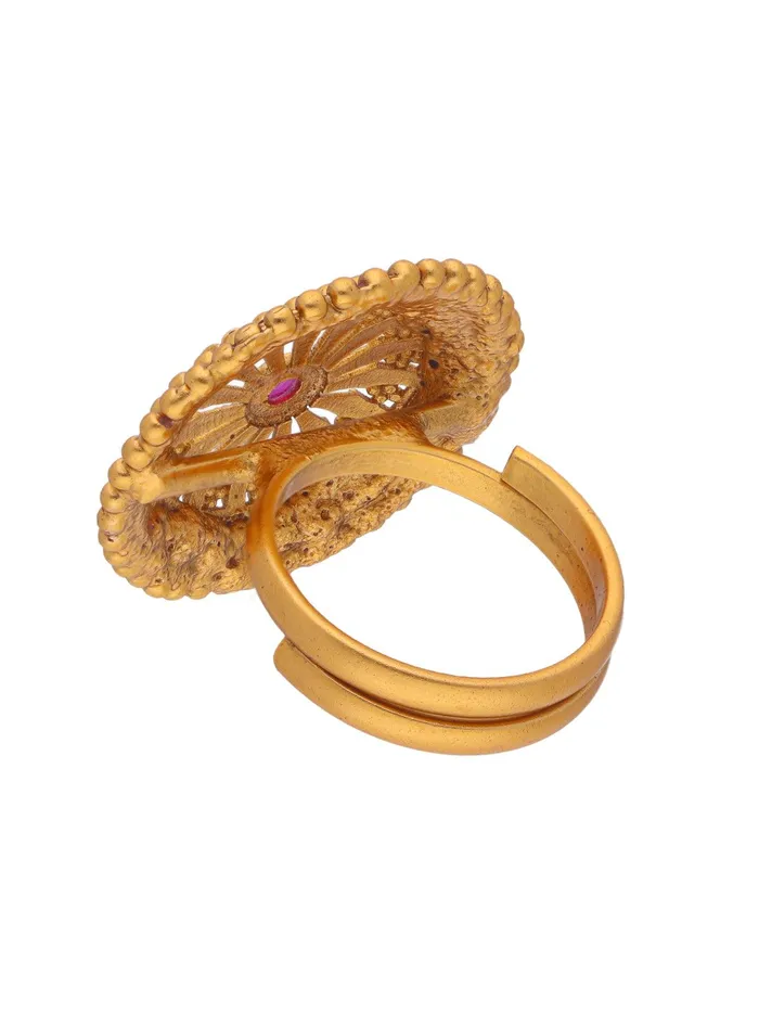 Curio Cottage Rings 22K GoldPlated TempleS Crimson Studded Embrace Ring