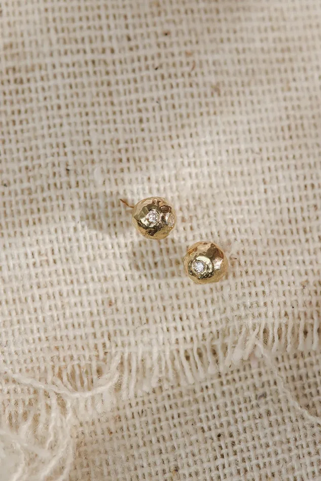 Earrings Lacee Alexandra Jewelry Solid Gold Diamond Pebble Earrings