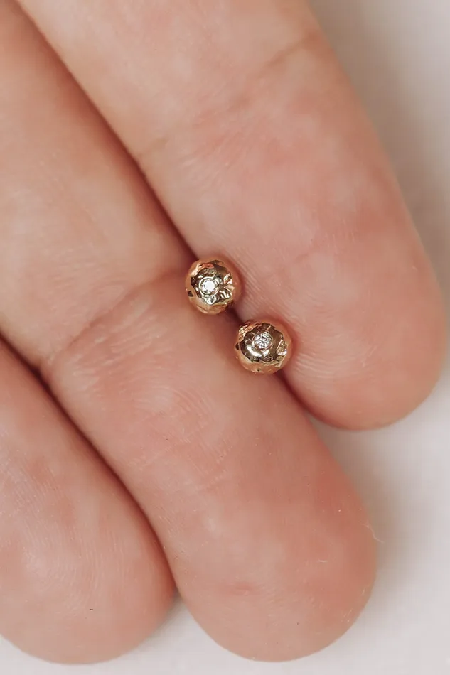 Earrings Lacee Alexandra Jewelry Solid Gold Diamond Pebble Earrings